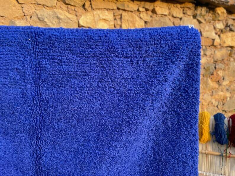 Handmade blue wool rug 250cm x 150cm