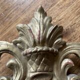 Petit miroir ancien vintage en bois doré, style rocaille