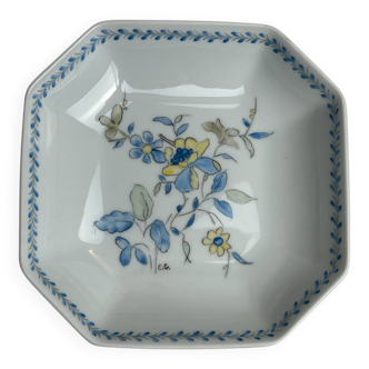 Octagonal empty pocket dish, hand-decorated earthenware, 20th century.