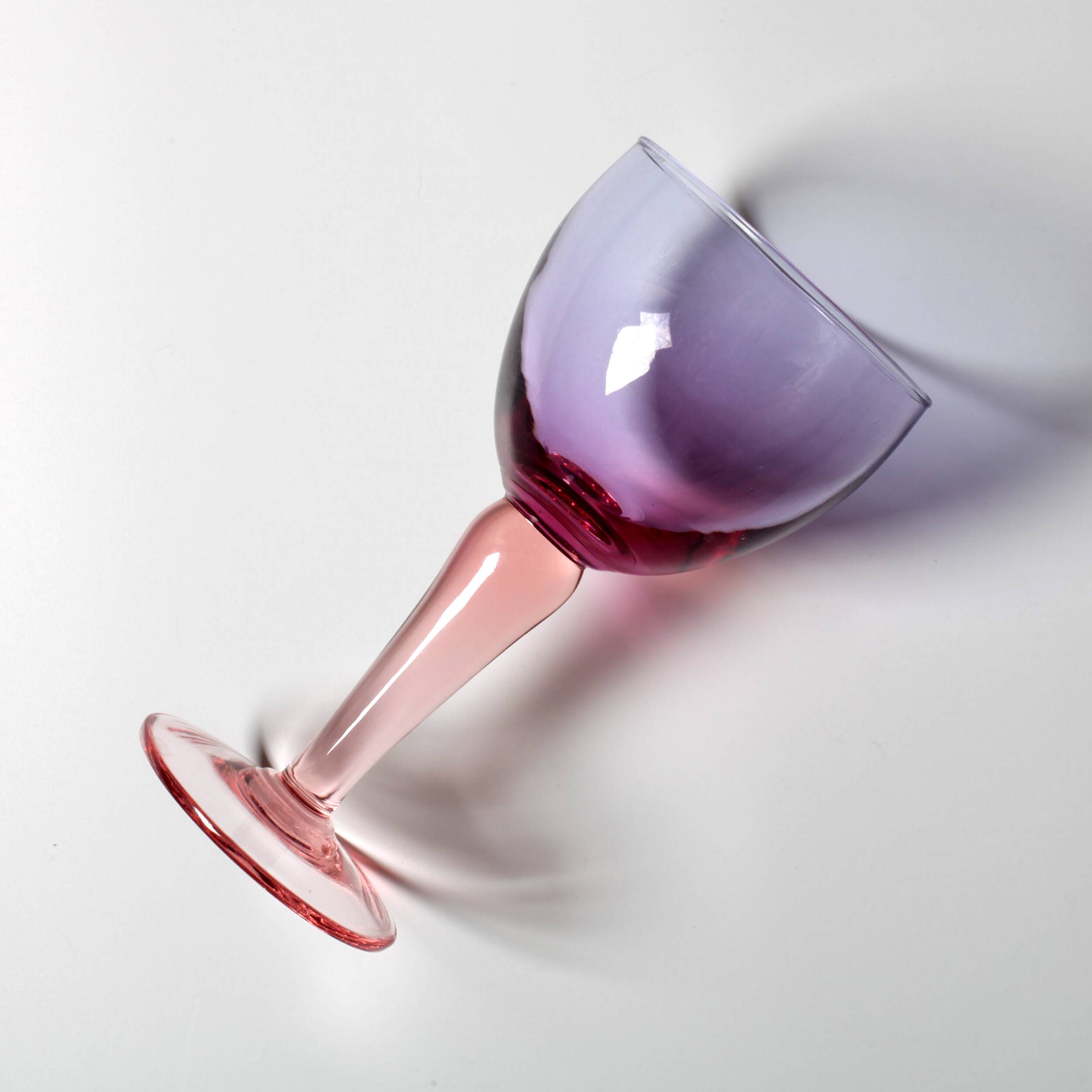 Large Vintage Murano Bicolor Wine Goblet / Murao / Italy / 1980s