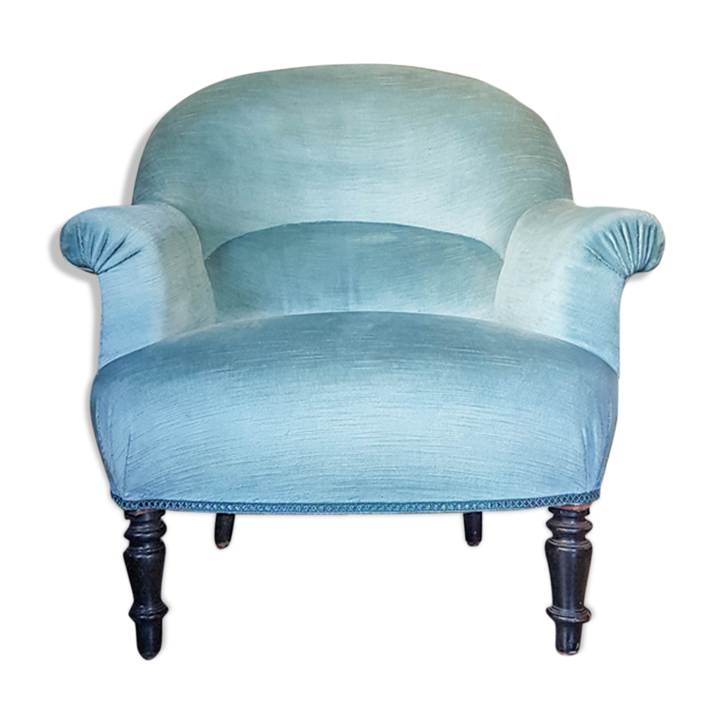Vintage toad armchair blue velvet 70s
