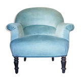 Vintage toad armchair blue velvet 70s