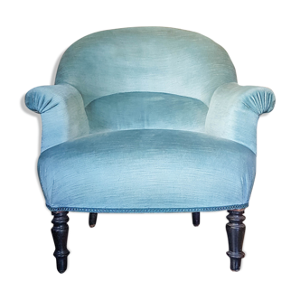 Vintage toad armchair blue velvet 70s