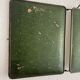Vintage 1930s triptych mirror barber nickel-plated green crocodile effect.