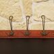 Old wood metal wall coat rack with 5 hooks