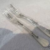 2 Christofle Atlantide silver-plated table forks in blister pack