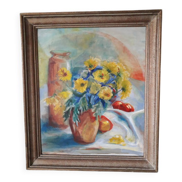 Tableau ancien représentant un bouquet de fleurs