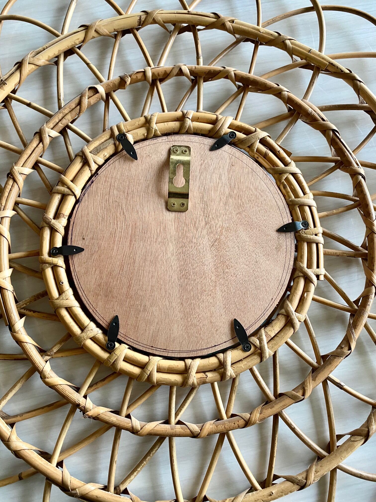 Natural rattan sun mirror 61cm