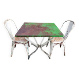 Vintage French Garden Set - Iron Table and 2 Chairs, 1950s
