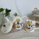 Teapot/coffee maker set with mug slip pattern breakfast hand-painted pieces