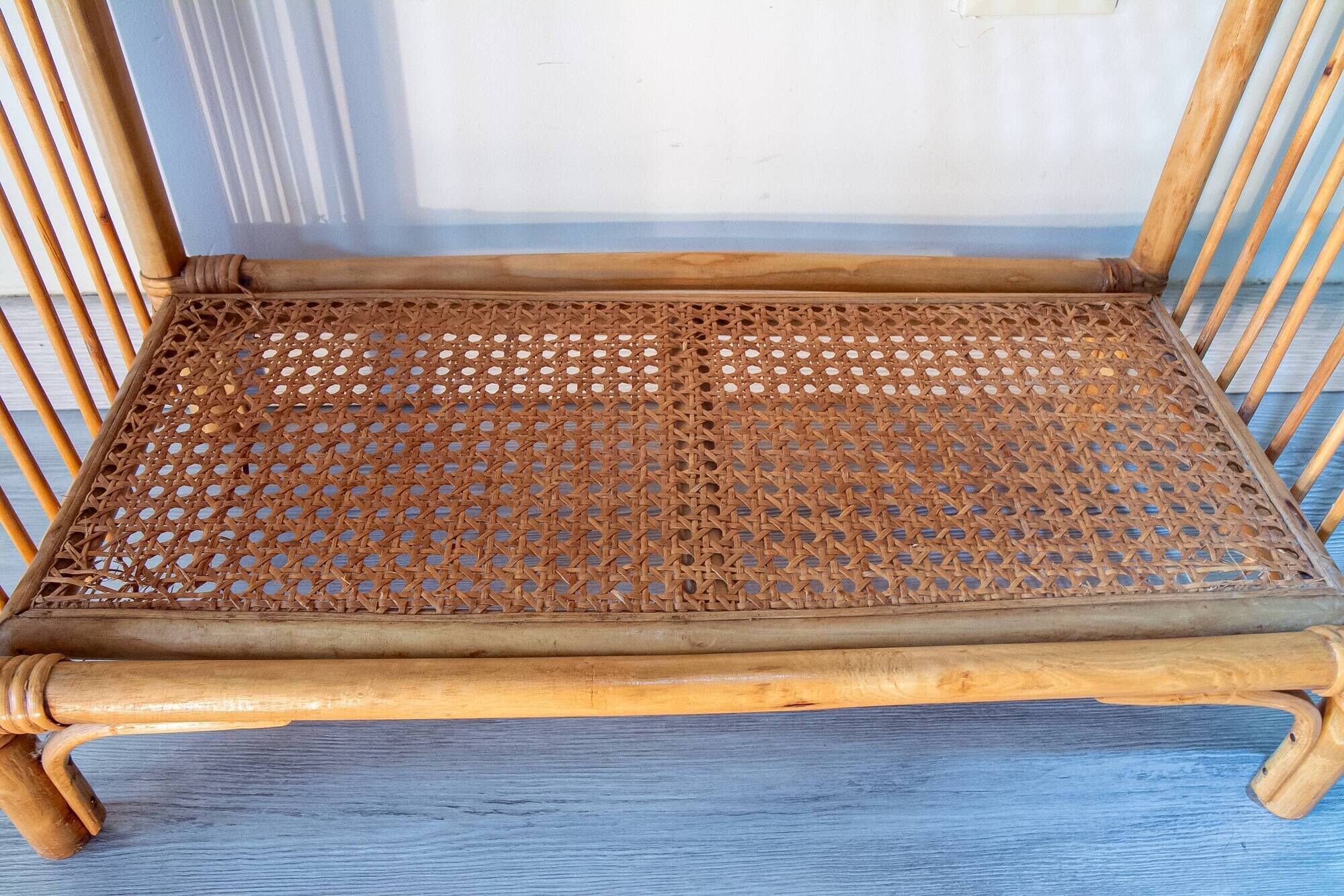 Large rattan and cane shelf
