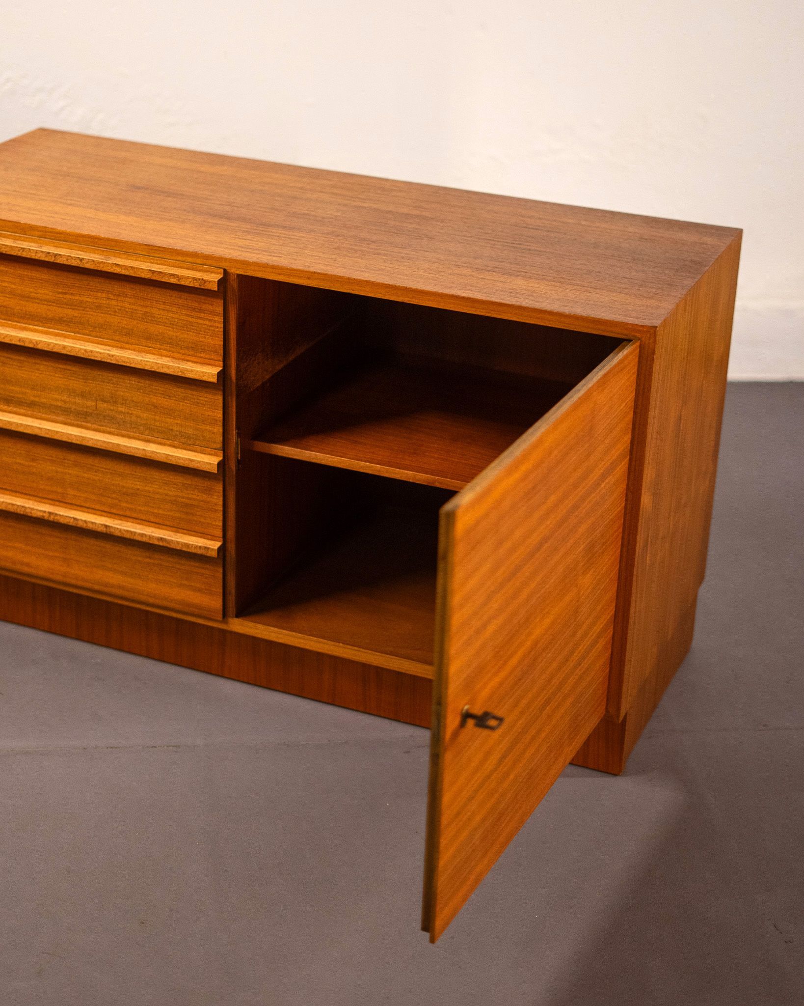 Compact mid-century teak sideboard