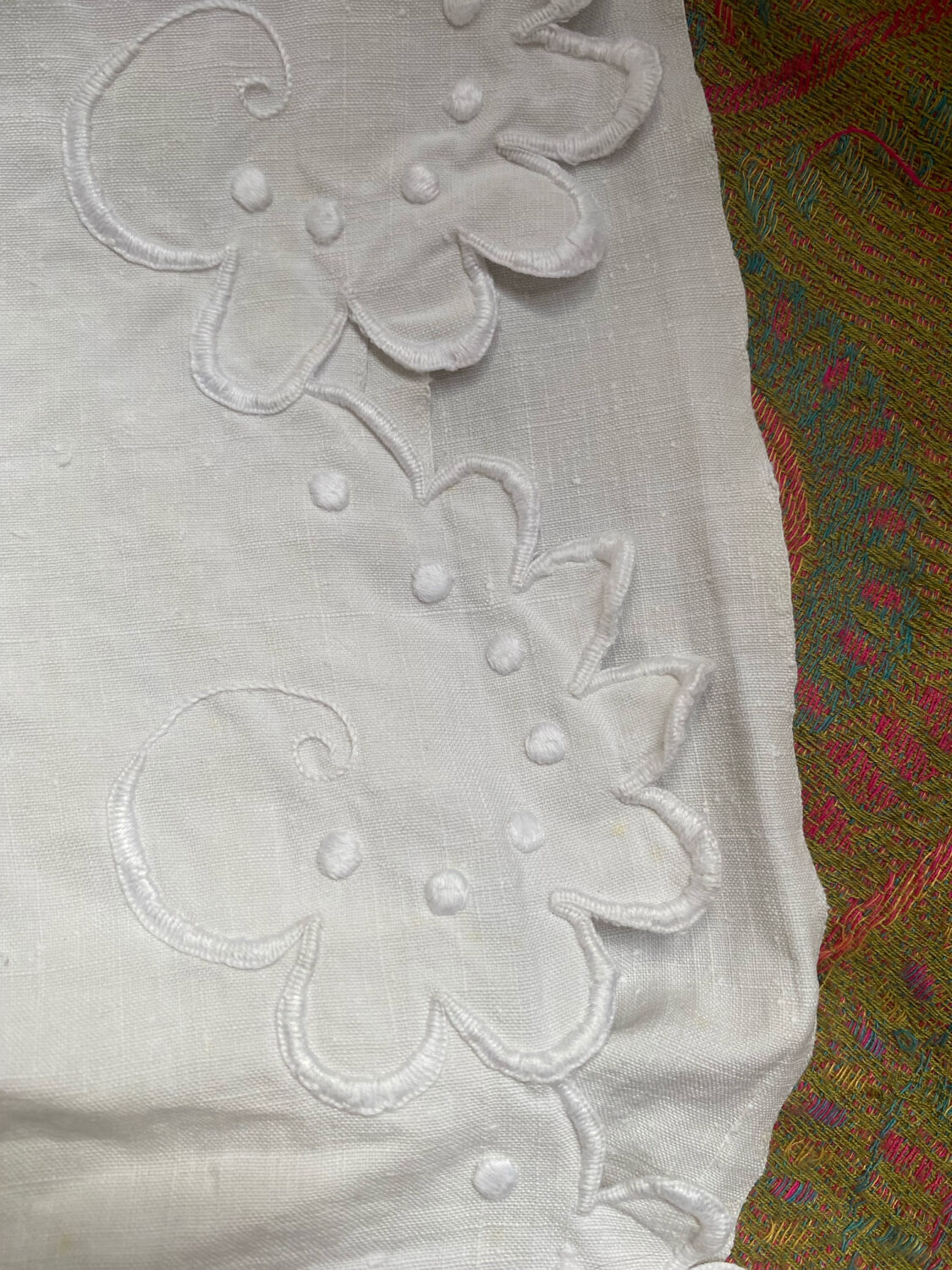 Monogrammed and embroidered castle sheet.