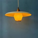 Vintage Louis Kalff enamel opaline glass pendant lamp