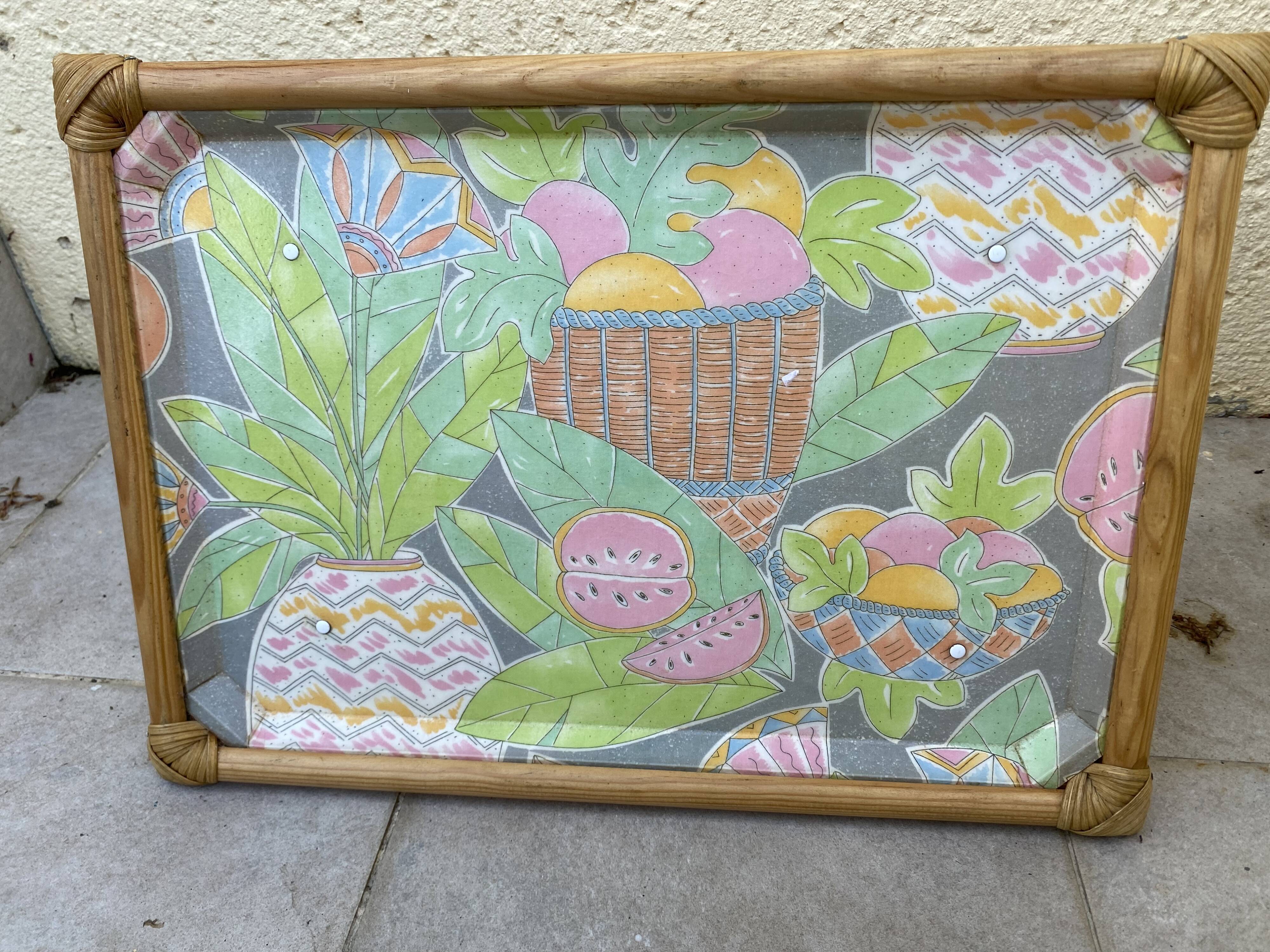 Breakfast tray on vintage stand