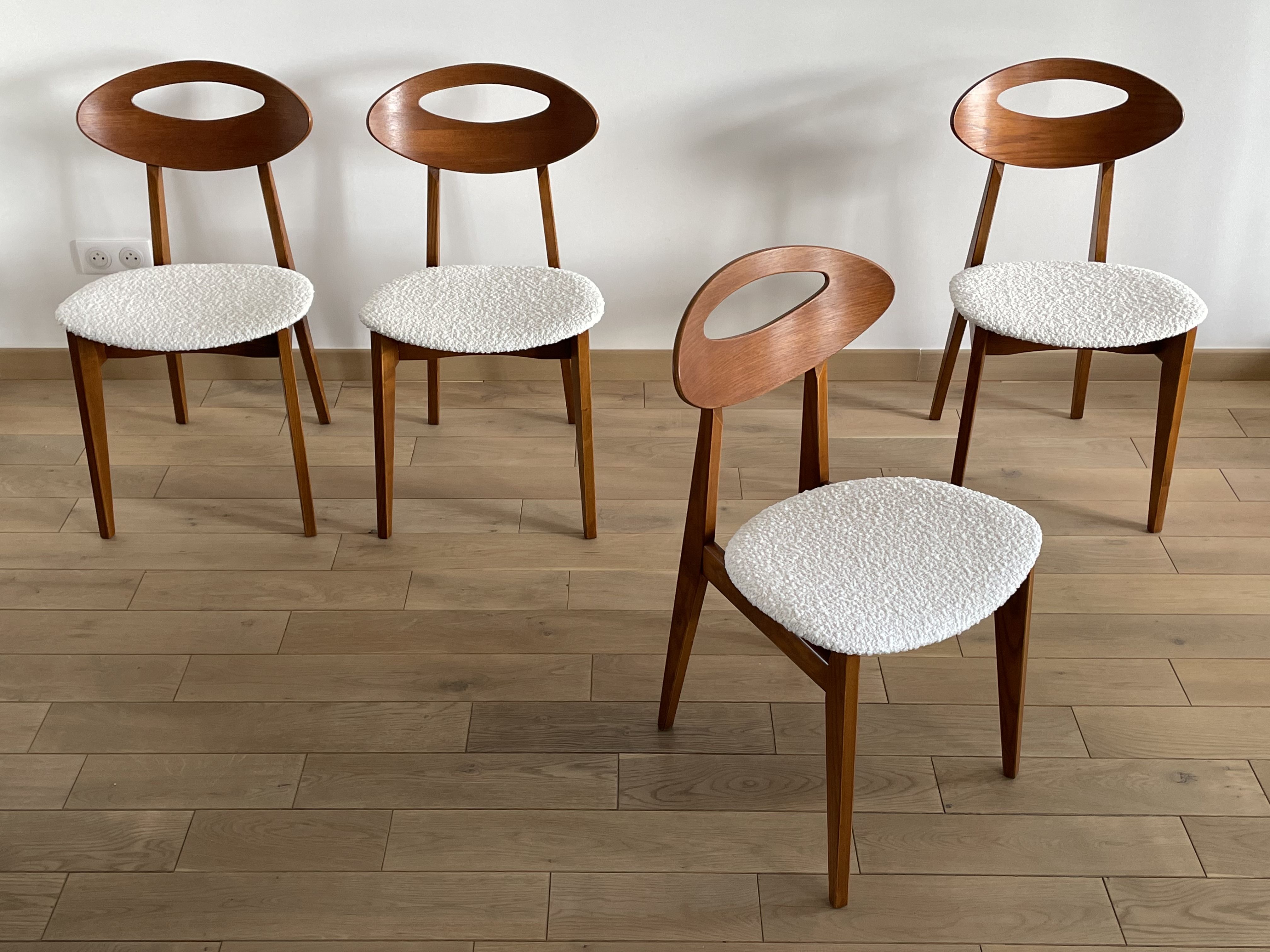Lot 4 vintage chairs by Roger Landault for Sentou, France 1950