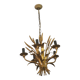 Gold plated tole wheatsheaf chandelier by Hans Kögl, 1960s