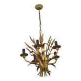 Gold plated tole wheatsheaf chandelier by Hans Kögl, 1960s