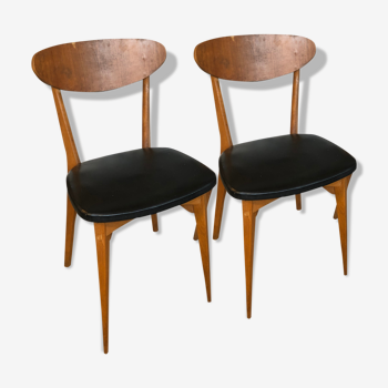 Deux chaises vintage pieds compas 1950