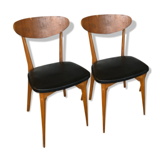 Two vintage chairs compass feet, 1950
