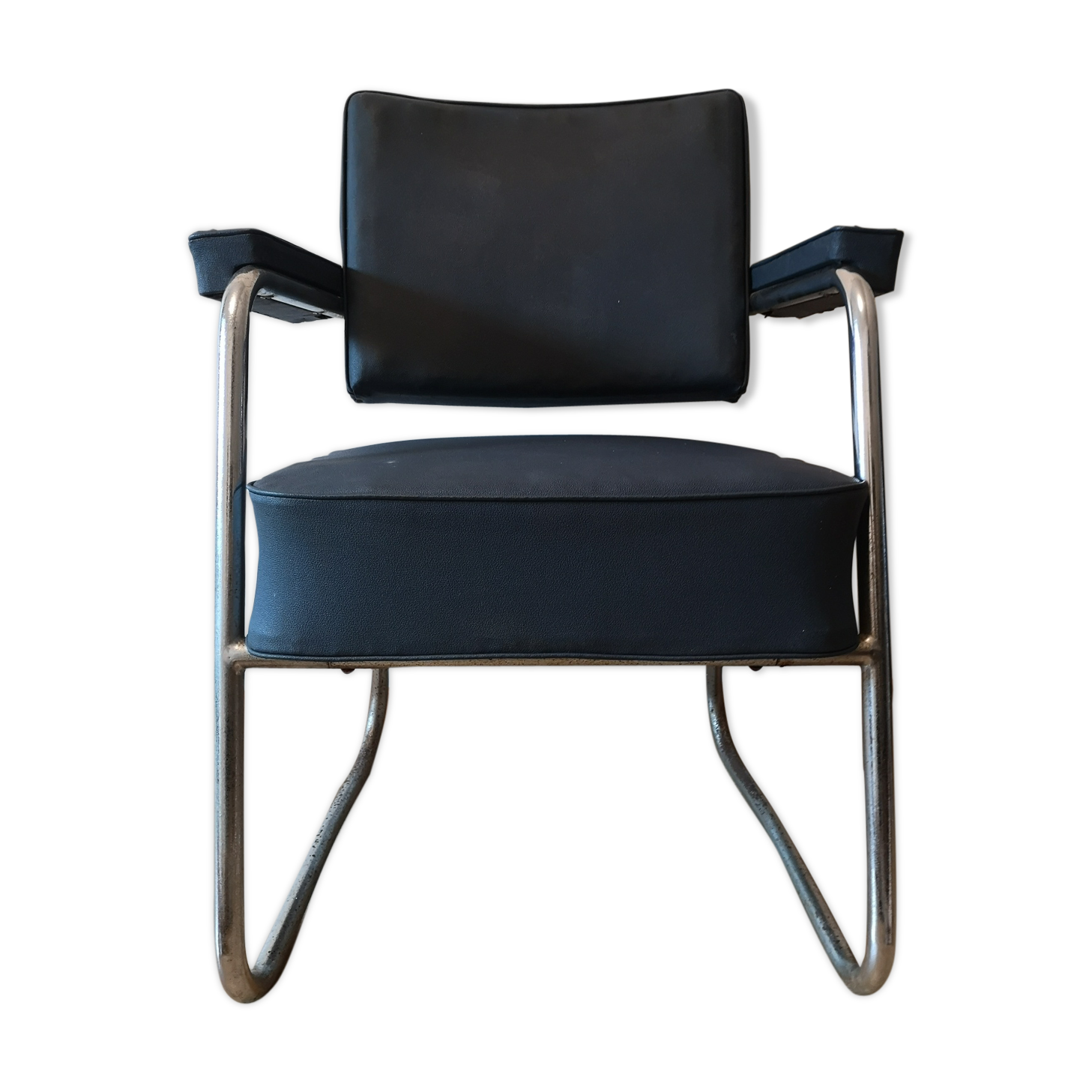 Industrial PULLMAN chair 60 sad vintage blue