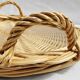 Round tray with wicker and glass handles