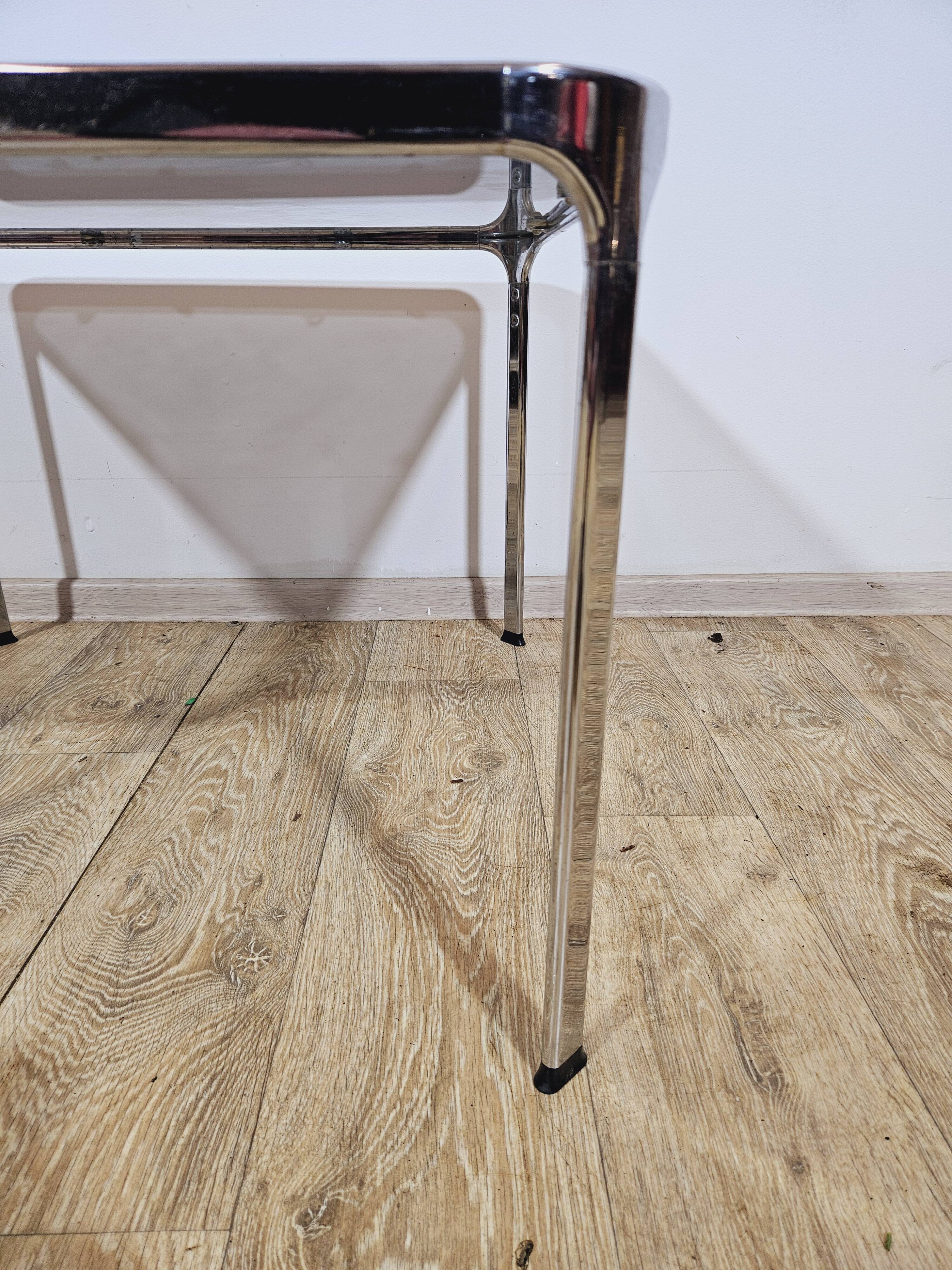 Mid-Century Modern Coffee Table – Chrome and Smoked Glass, Italy, 1970s.