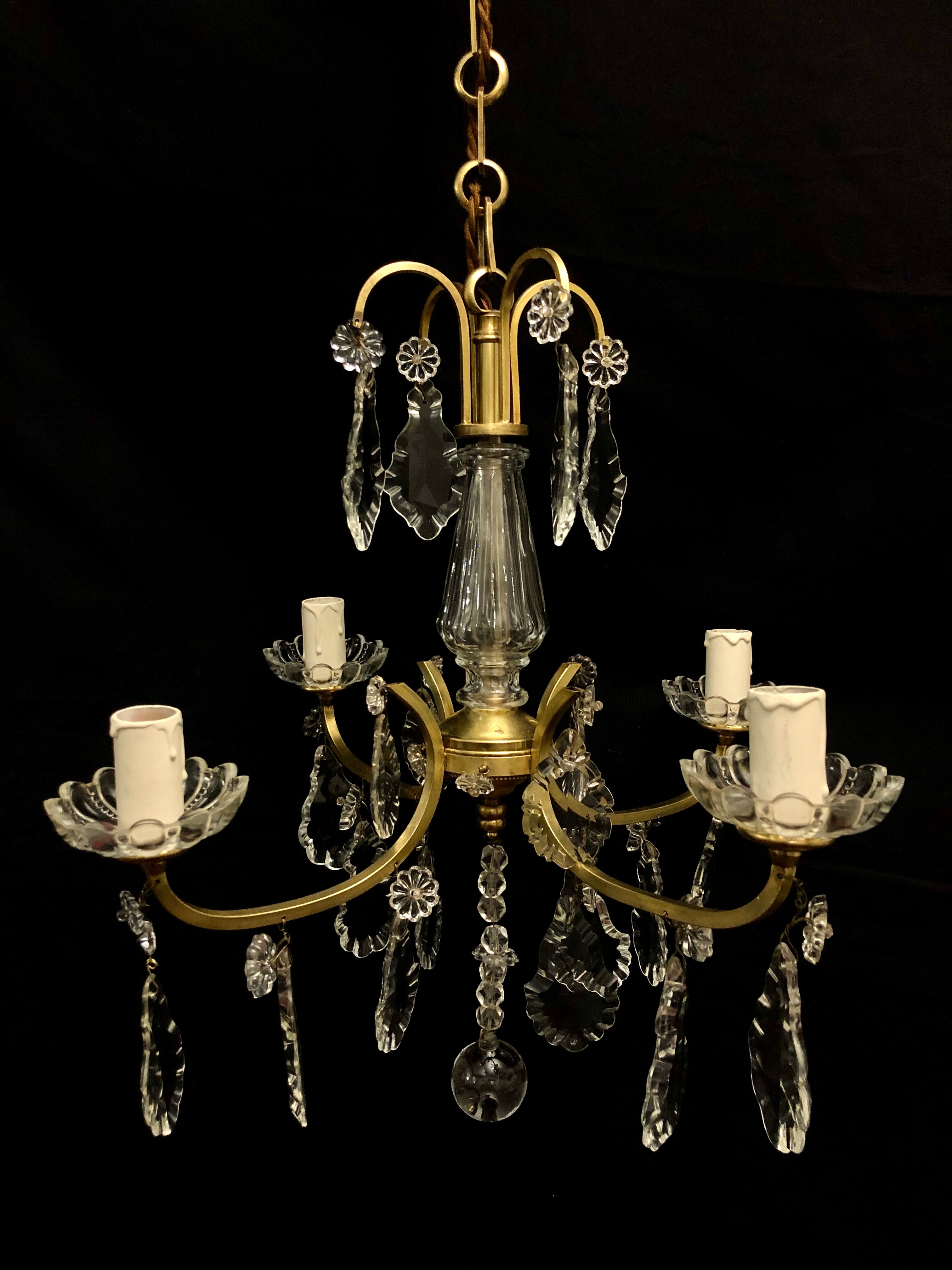 Lustre 4 lights bronze and crystal