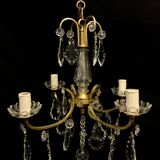 Lustre 4 lumières bronze et cristal