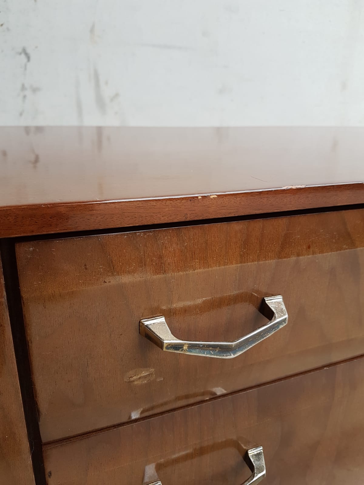 Vintage mid century walnut effect compact scandinavian sideboard