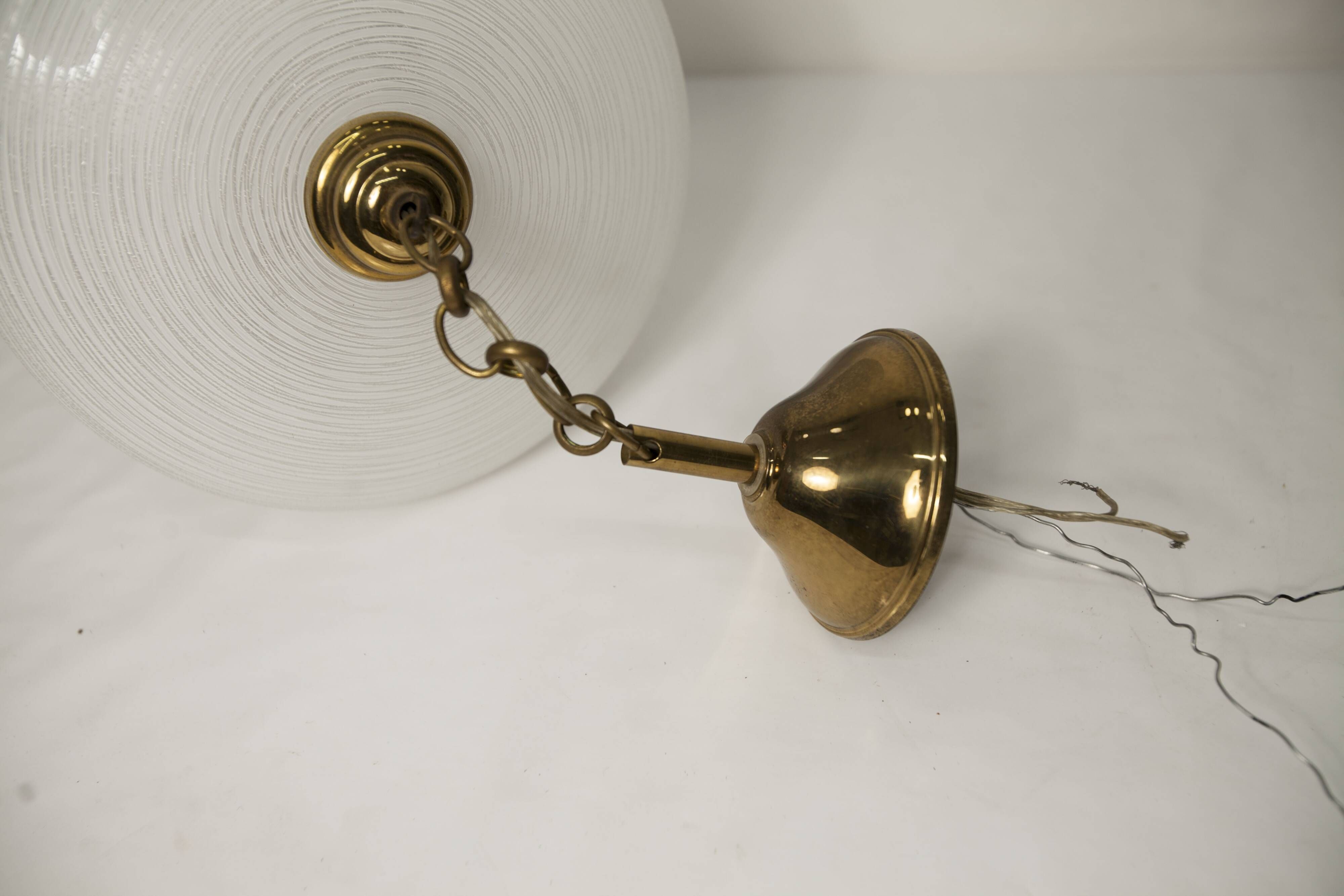 Lustre Italy 1960 striped glass and mid-century brass 1950