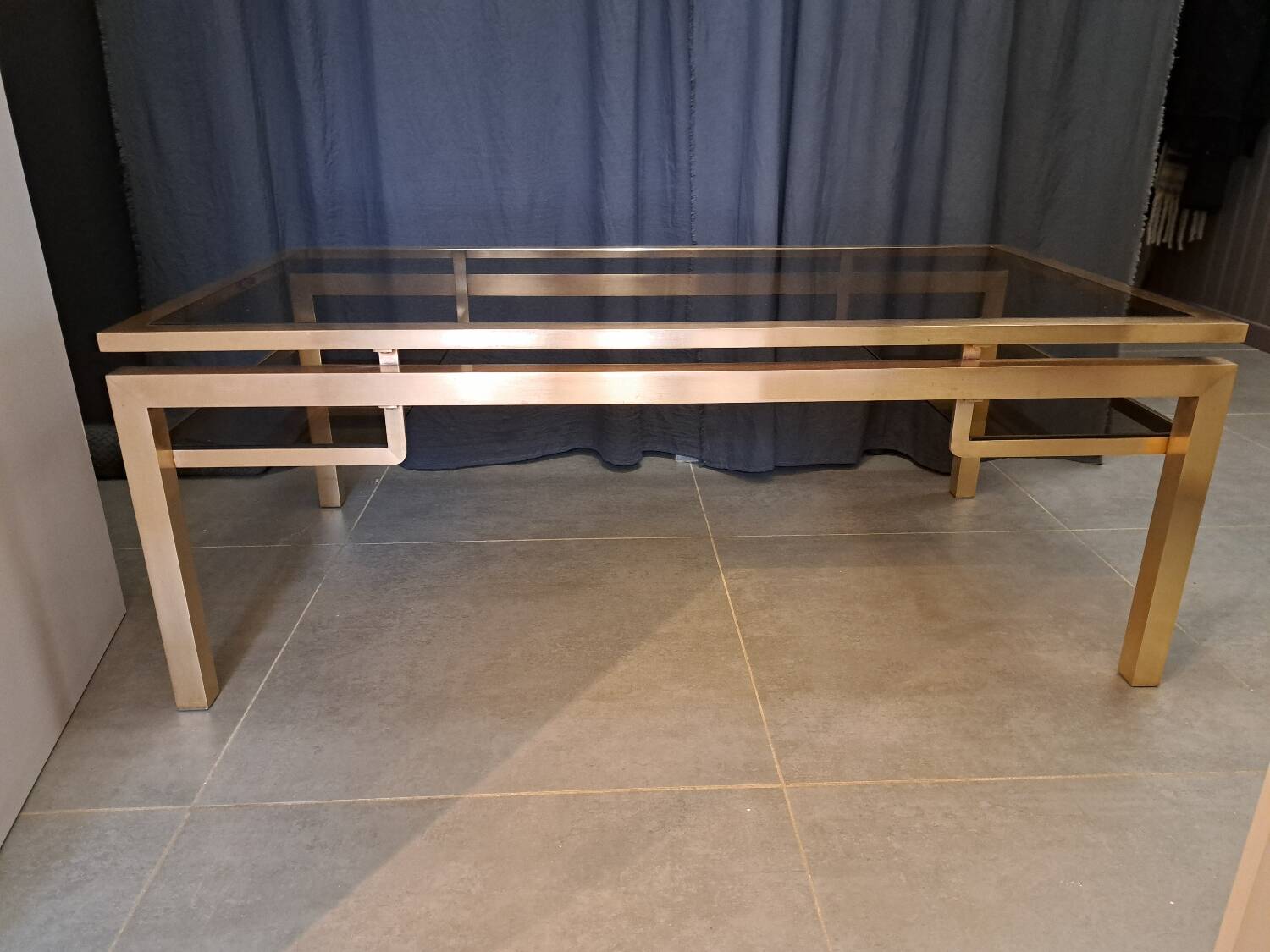 Guy Lefevre brass and glass coffee table