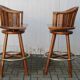 Pair of bamboo bar stools full canned colonial style 1960
