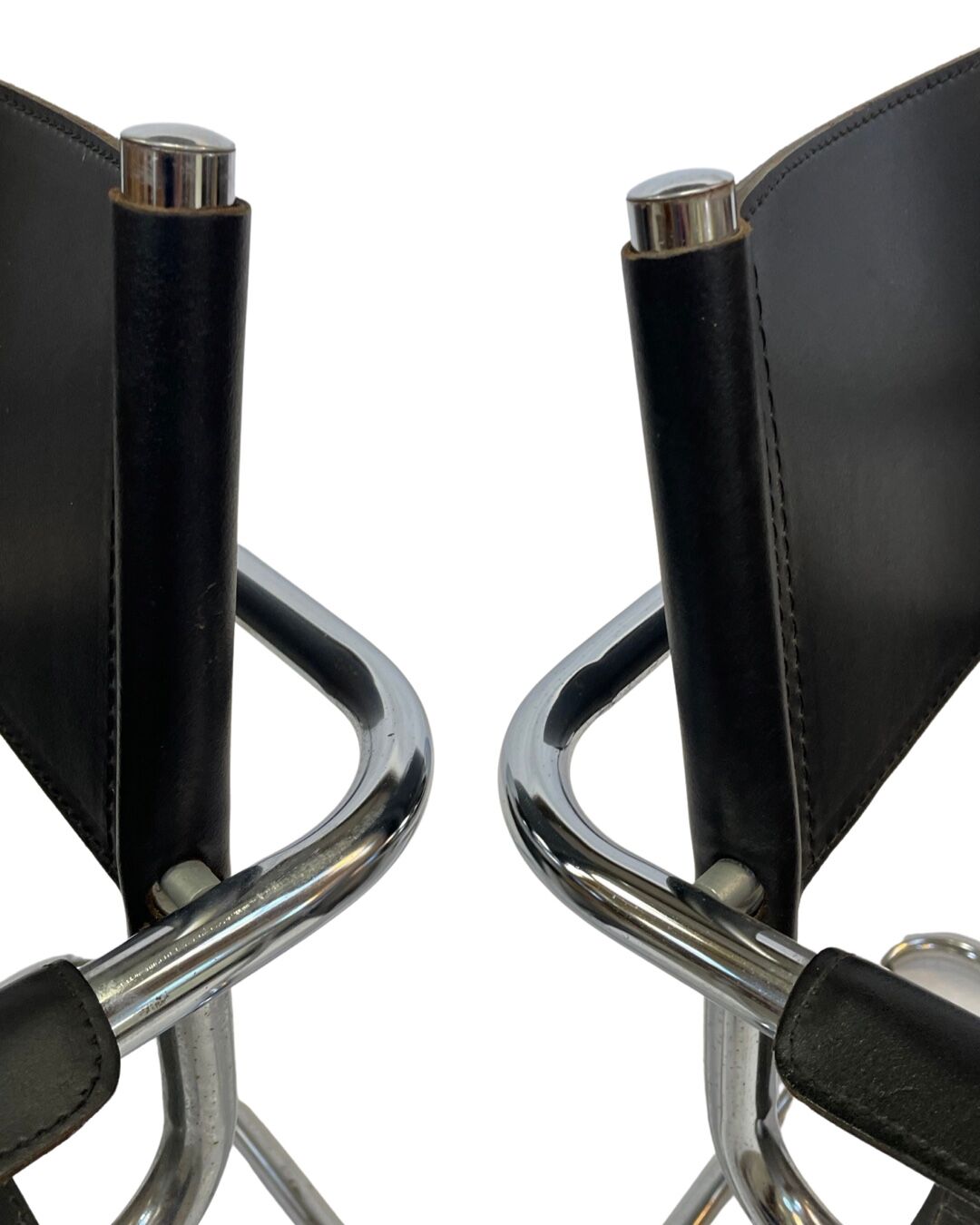 Set of 6 bauhaus cantilever chairs black leather and chrome design