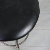 Vintage industrial metal & leather swivel bar stool