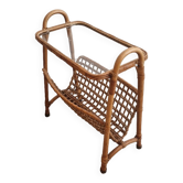 Rattan Magazine Rack, Bamboo, France 1975