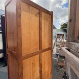 /Art Deco wardrobe with mirror in carved solid oak from the 20s/30s