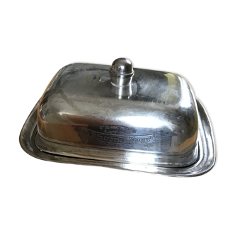 Butter dish metal and glass