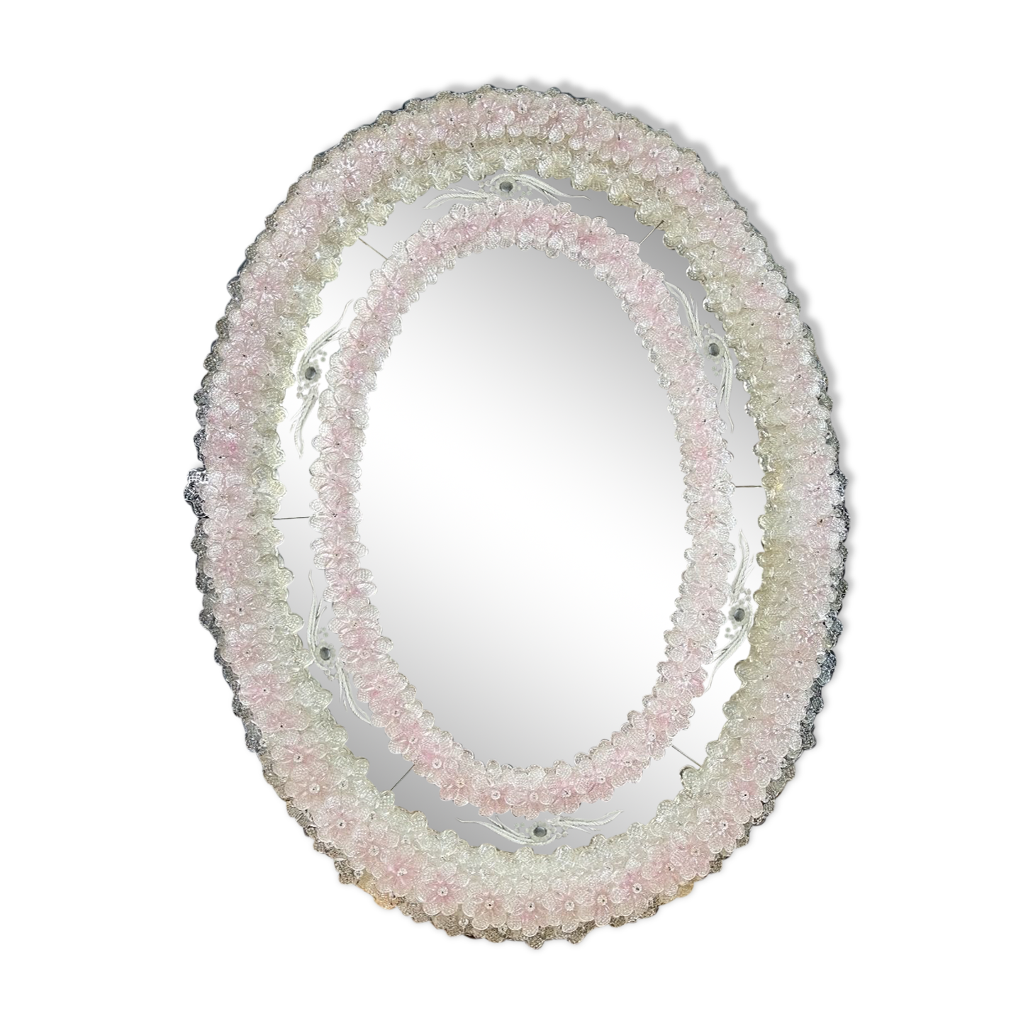 Oval Venice mirror from the 50s in Murano glass