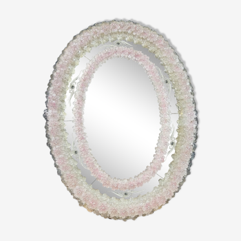 Oval Venice mirror from the 50s in Murano glass