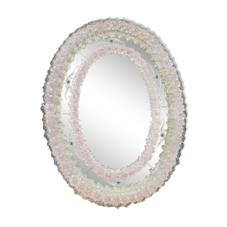 Oval Venice mirror from the 50s in Murano glass
