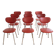 Set of 9 vintage retro chairs in red faux leather.