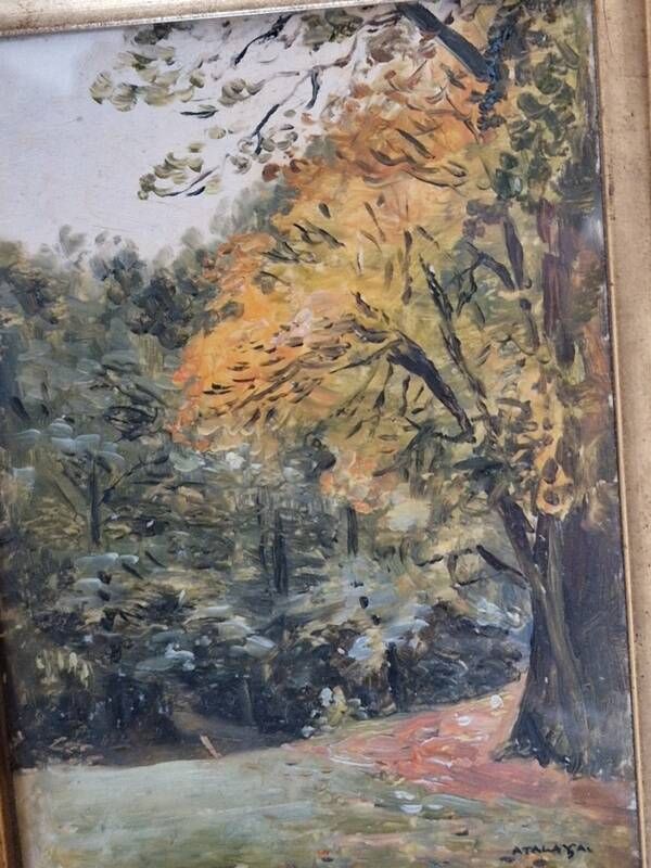 Enrique Atalaya (1851-1914), peintre espagnol - Huile sur carton - Paysage