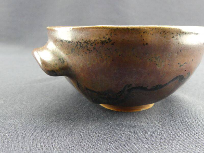 Pair of vintage glazed stoneware bowls signed MJB