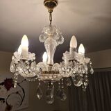Antique cut glass chandelier with pendants – 6 arms