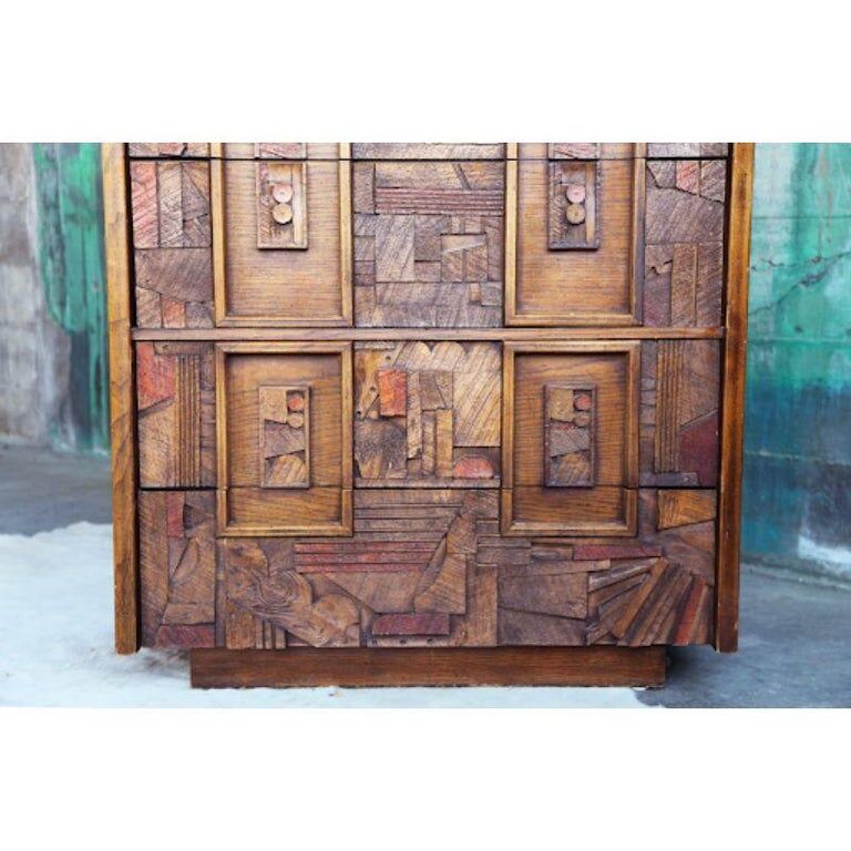 Brutalist 5-drawer Highboy chest of drawers