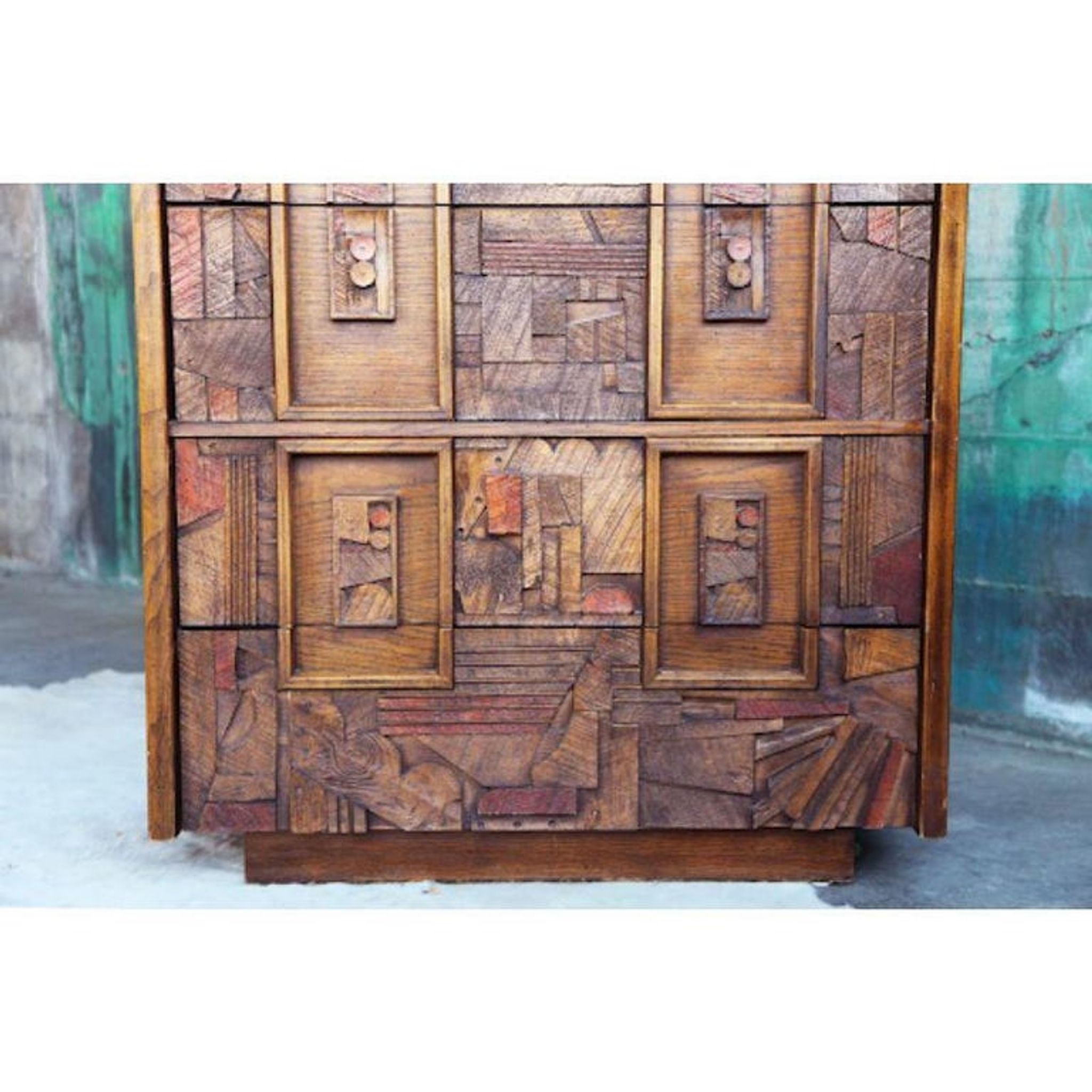 Brutalist 5-drawer Highboy chest of drawers