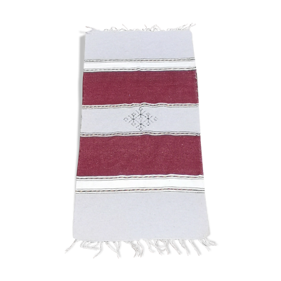 Tapis berbère marocain Fait main en coton bordeaux et gris
