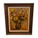 Oil on canvas still life with dahlias vase