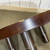 Beech coffee table with a ceramic top featuring a herbarium design.